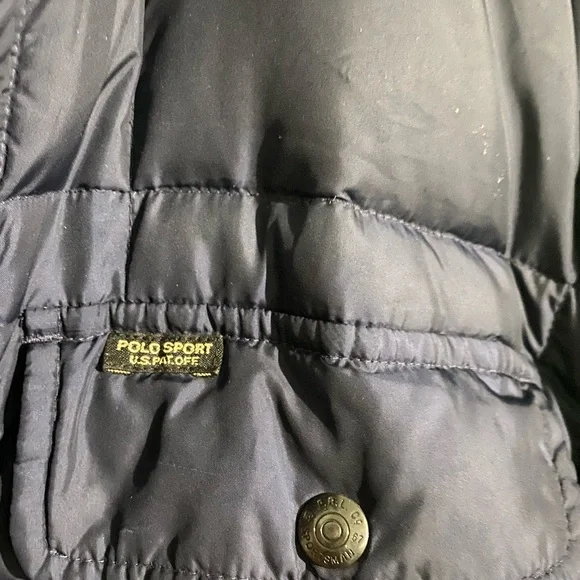 Vintage Men's Ralph Lauren Polo Sport Navy/Tan Jacket Puffer Coat - Men Small - Picture 13 of 14